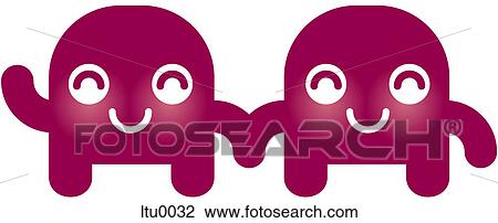 Drawing - Cute Gemini twins characters. Fotosearch