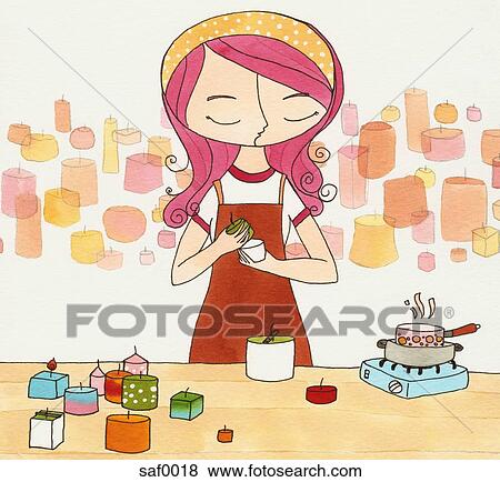 A woman making candles View Large Illustration Stock Illustration - A woman making candles. Fotosearch