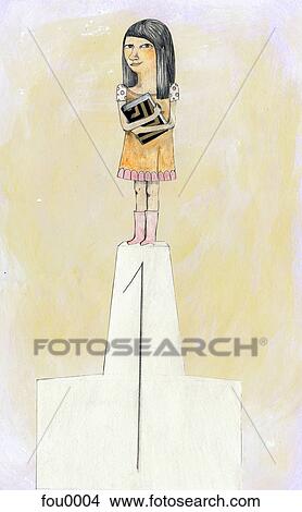 A young girl standing on the top of a podium View Large Illustration Stock Illustration - A young girl standing on the top of a podium. Fotosearch