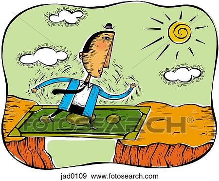 Stock Illustration - Illustration of a man crossing mountains on a dollar bill. Fotosearch