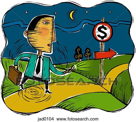 Stock Illustration - Illustration of a man walking down a lane. Fotosearch