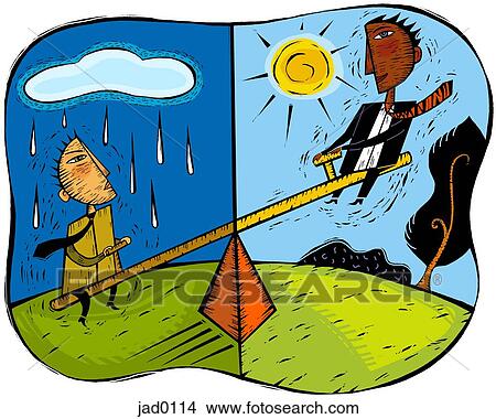 Illustration of two businessmen on a teeter totter View Large Illustration Stock Illustration - Illustration of two businessmen on a teeter totter. Fotosearch