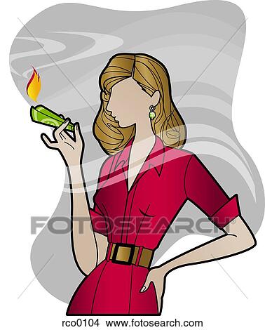 A woman burning money View Large Illustration Stock Illustration - A woman burning money. Fotosearch