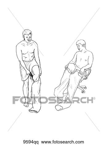 Stock Illustration - Dressing Techniques to Prevent Back Injury Unlabeled. Fotosearch