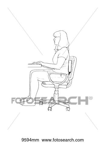 Stock Illustration - Proper Siting Posture Unlabeled. Fotosearch