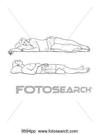 Stock Illustration - Proper Sleeping Posture Unlabeled. Fotosearch