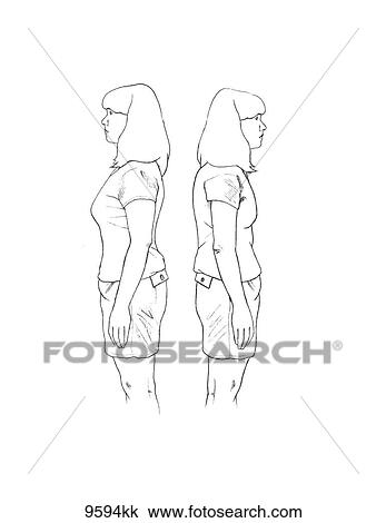 Proper Standing Posture Unlabeled View Large Illustration Drawing - Proper Standing Posture Unlabeled. Fotosearch