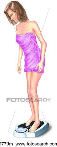 Underweight Female on Scale Unlabeled View Large Illustration Stock Illustration - Underweight Female on Scale Unlabeled. Fotosearch