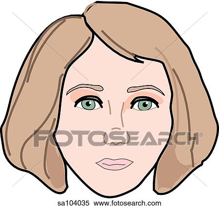 Anterior view of the external anatomy of a female person (head). View Large Illustration Stock Illustration - Anterior view of the external anatomy of a female person (head).. Fotosearch