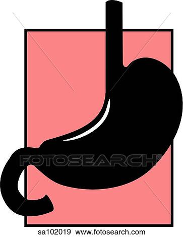 Graphic depiction of the stomach. View Large Illustration Stock Illustration - Graphic depiction of the stomach.. Fotosearch