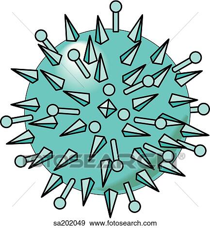 Stock Illustration - Influenza virus (RNA virus).. Fotosearch
