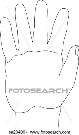 Stock Illustration - Outline of dorsal view of hand.. Fotosearch