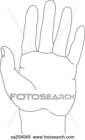 Outline of palmar view of the hand. View Large Illustration Stock Illustration - Outline of palmar view of the hand.. Fotosearch