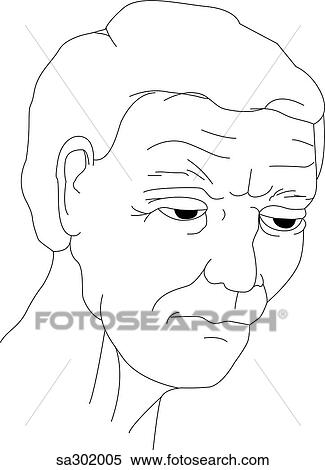 Head and neck of elderly gentleman. View Large Illustration Stock Illustration - Head and neck of elderly gentleman.. Fotosearch