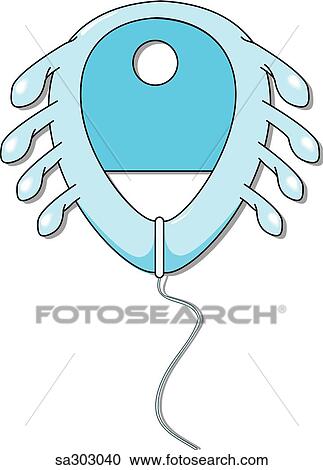 Intrauterine device, Dalkon shield. View Large Illustration Clipart - Intrauterine device, Dalkon shield.. Fotosearch