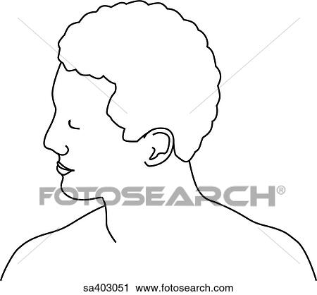 Clip Art - Anterior view of male head and neck rotated to its right.. Fotosearch