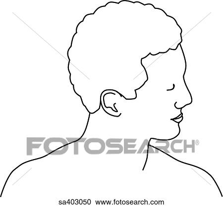 Anterior view of male head and neck rotated to its left. View Large Illustration Clipart - Anterior view of male head and neck rotated to its left.. Fotosearch