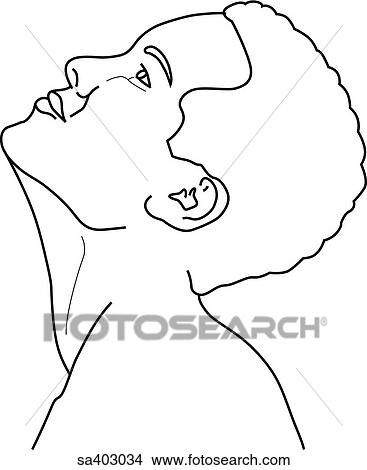 Stock Illustration - Lateral view of male head and neck bent to the back.. Fotosearch