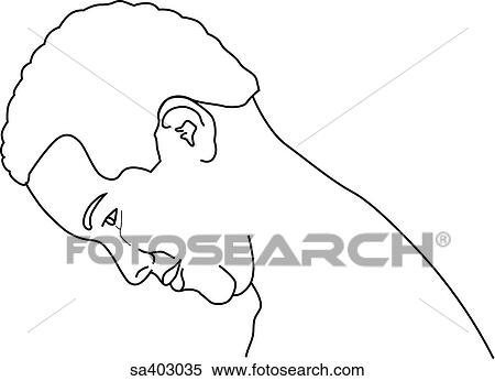 Stock Illustration - Lateral view of male head and neck bent to the front.. Fotosearch