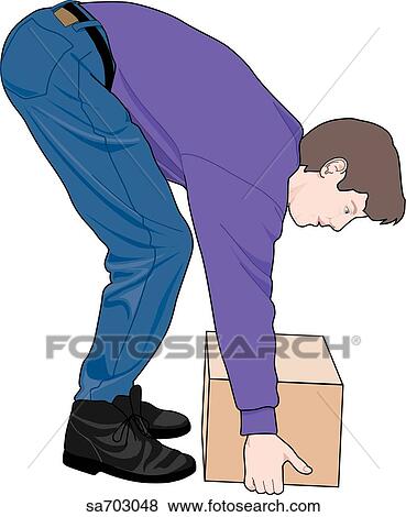 Adult male demonstrating improper lifting technique. View Large Illustration Stock Illustration - Adult male demonstrating improper lifting technique.. Fotosearch