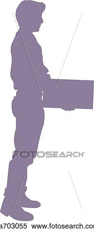 Stock Illustration - Adult male demonstrating proper lifting technique, keeping spine relatively straight while lifting weight with legs.. Fotosearch