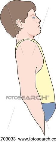 Lateral view of adult male figure as he leans back to demonstrate extension of spine. View Large Illustration Drawing - Lateral view of adult male figure as he leans back to demonstrate extension of spine.. Fotosearch