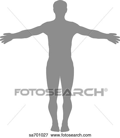 Stock Illustration - Outline of body with standard limb lead placement for EKG indicated (not marked).. Fotosearch