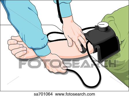 Technique for taking blood pressure. View Large Illustration Stock Illustration - Technique for taking blood pressure.. Fotosearch