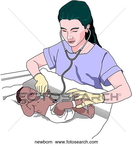 Stock Illustration - Checking Newborn. Fotosearch