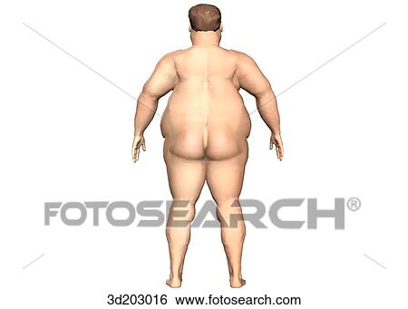 Posterior external view of obese man. View Large Illustration Stock Illustration - Posterior external view of obese man.. Fotosearch