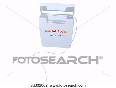 Drawing - Anterior view of dental floss container.. Fotosearch