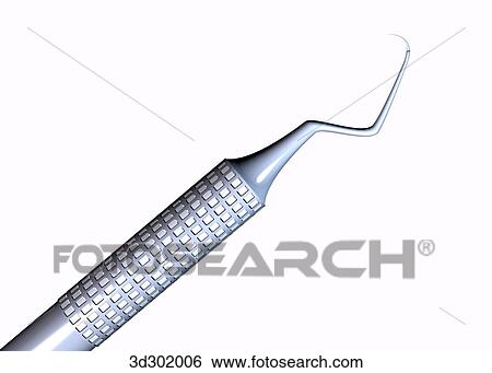 Stock Illustration - Close-up view of end of Gracey curette.. Fotosearch