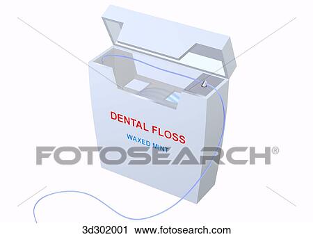 Oblique 3/4 view of dental floss container. View Large Illustration Clip Art - Oblique 3/4 view of dental floss container.. Fotosearch