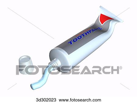 tube of toothpaste with open top and toothpaste squeezed out. View Large Illustration Drawing - tube of toothpaste with open top and toothpaste squeezed out.. Fotosearch