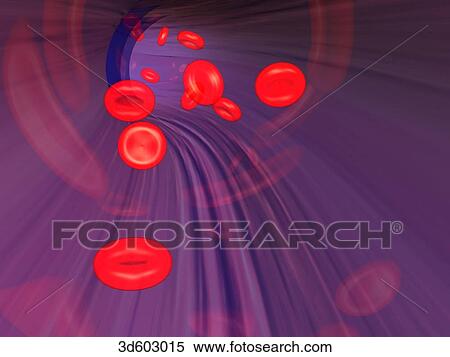 Stock Illustration - Image showing erythrocytes passing through inside of a cannula that has been passed through a coronary artery.. Fotosearch