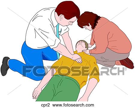 Drawing - 2 Person CPR. Fotosearch