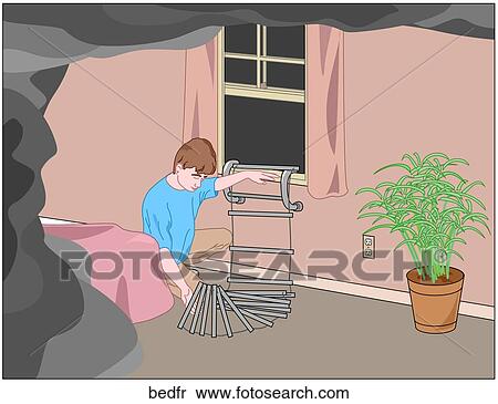 Bedroom Fire 2nd Floor View Large Illustration Stock Illustration - Bedroom Fire 2nd Floor. Fotosearch