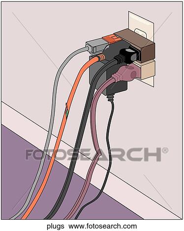 Stock Illustration - Electrical Plug Hazard. Fotosearch