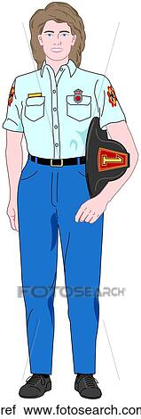 Clip Art - Female Firefighter. Fotosearch