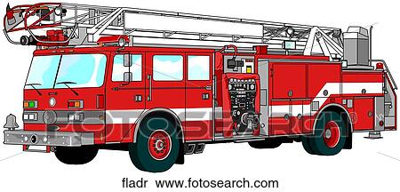 Firetruck-Aerial Ladder View Large Illustration Stock Illustration - Firetruck-Aerial Ladder. Fotosearch