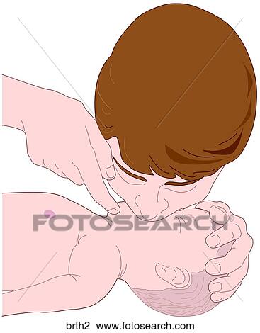 Drawing - Infant Breathing. Fotosearch