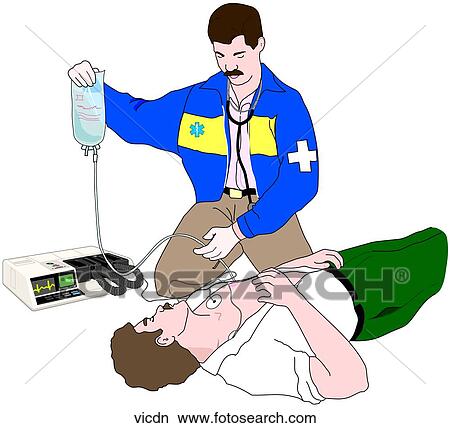 Stock Illustration - Victim with Paramedic. Fotosearch