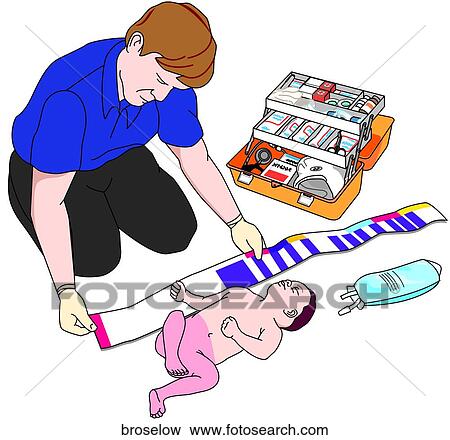 Stock Illustration - Using Broselow Tape. Fotosearch