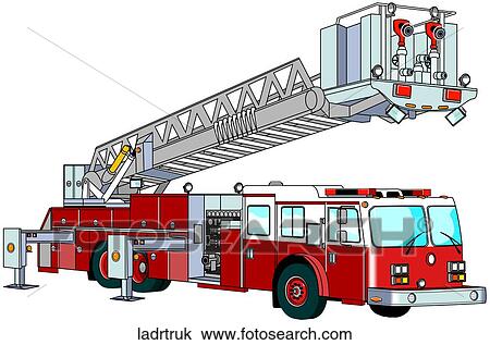 Drawing - Aerial Ladder Truck. Fotosearch