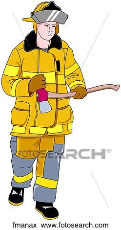 Fire Fighter with Ax View Large Illustration Stock Illustration - Fire Fighter with Ax. Fotosearch