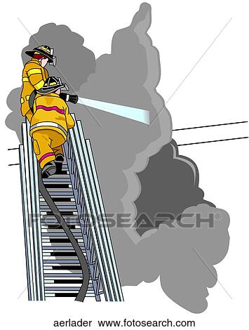 Fire Fighters on Aerial Ladder View Large Illustration Stock Illustration - Fire Fighters on Aerial Ladder. Fotosearch