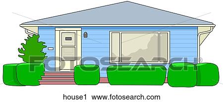Clip Art - Single Story House. Fotosearch