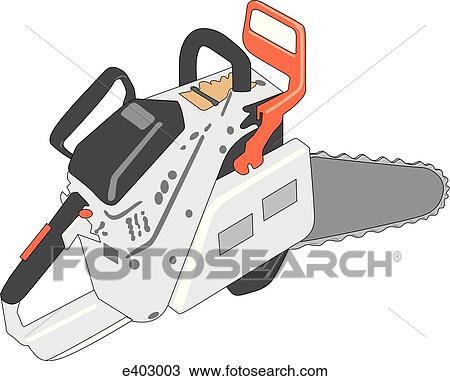 Drawing - Angled blade chain saw. Fotosearch