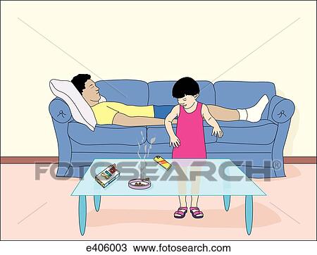 Drawing - Child's access to lighter. Fotosearch