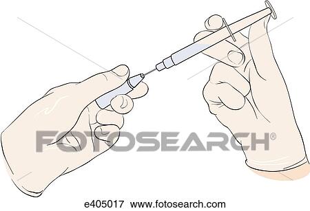 Stock Illustration - Drawing up a drug from an ampule, step 3. Fotosearch